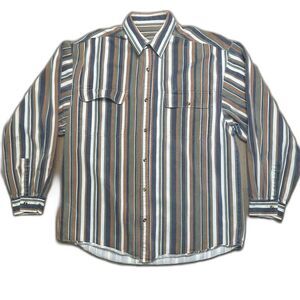 VTG Zeppelin Men's Large L Striped Rodeo Grandpacore Long Sleeve Cotton Shirt